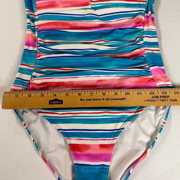 Niptuck Striped Swimsuit Blue, Pink & White Multi-fit Cups Ruched Women’s Size 6 - Picture 8 of 12